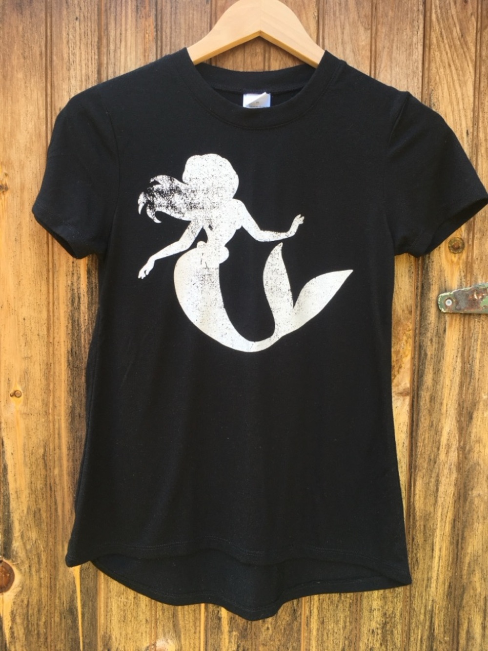 Disney Black Tee with White Mermaid Silhouette